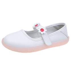 Shallow mouth single shoes for women 2024 summer breathable new style Velcro versatile flat bottom bean shoes soft bottom white nurse shoes