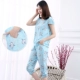 Bộ đồ ngủ bằng vải cotton cotton cao cấp dành cho nữ mùa hè cotton lụa ngắn tay của phụ nữ có thể mặc bên ngoài quần áo giảm béo - Cặp đôi