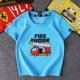 Fire Truck Boy Áo thun ngắn tay mùa hè Dress Big Boy Cotton T-shirt Little Girl Nửa tay áo Áo trẻ em - Áo thun