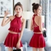 Áo tắm nữ 2018 mới hai mảnh nóng bỏng Hàn Quốc nhỏ nước hoa bảo thủ che bụng chia tay áo tắm siêu cổ tích 	bikini 2 mảnh màu trắng	 Bộ đồ bơi hai mảnh