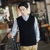 Áo len nam cổ chữ V áo len cổ lọ len len cotton Hàn Quốc Áo len nam không tay áo len màu rắn áo vest nam hàn quốc trẻ trung Dệt kim Vest