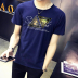 Mùa hè Hàn Quốc in nam ngắn tay T-shirt cổ tròn nửa tay t-shirt trắng t 桖 Slim quần áo xu hướng Áo phông ngắn