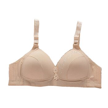 Breathable Striped Thin Wireless Bra for Middle-aged and Elderly large size adjustable Push-Up Bra Mom Sexy Bra BC Cup