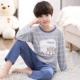 Bộ đồ ngủ tuổi teen nam xuân hè mùa hè tay dài cotton mỏng phần bé trai lớn học sinh trung học cơ sở 12-15-18 tuổi bộ pyjama trẻ em