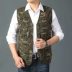 Mùa xuân và mùa thu nam ngụy trang áo vest cotton nhiều túi mỏng ngoài trời câu cá nhiếp ảnh nam vest vest - Áo vest cotton áo ba lổ Áo vest cotton
