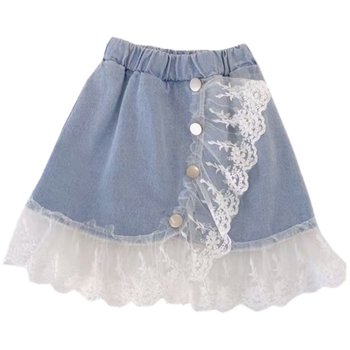 2020 ເດັກຍິງລະດູຮ້ອນໃຫມ່ແບບ Princess lace soft denim skirt ສິ້ນ tencel ຄົນອັບເດດ: ແລະຫວານ