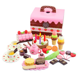 Birthday gift wooden simulation afternoon tea cake cuts to see children and girls passing home kitchen toy set