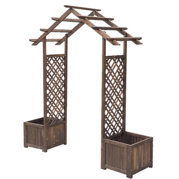 ຢືນດອກໄມ້ກາງແຈ້ງ antiseptic wood arch climbing pergola outdoor decoration garden curved door fence fence courtyard rack grape