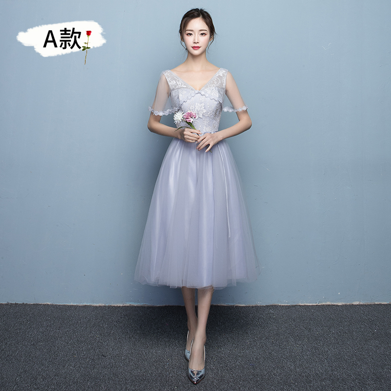 Grey Bridesmaids 2020 New Chị Summer Mật ong Nhóm Bridesmaids ăn mặc Trong dài Graduation ăn mặc ăn mặc