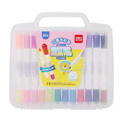 Deli Watercolor Pen Set Kindergarten Primary School Student Hand -painted Children's Washing Color Pen Gift Box Seal 24 Color 36 Color Baby Professional Art Painting Pain