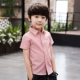 Quần áo trẻ em bé trai áo sơ mi ngắn tay cotton mùa hè 2019 mới mùa hè lớn bé trai áo sơ mi sọc trẻ em 10 tuổi - Áo sơ mi