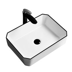Nordic Ceramic Washbasin Countertop Oval-Shaped Household Washbasin Bathroom Balcony Rectangular Art Basin