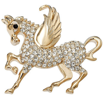 Full Diamond Pegasus Brooch Men's Suit Corsage Collar Pin High-end Retro Badge Korean Luxury Atmosphere Pin Accessories