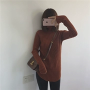Muzi 17 mùa thu / retro cao cổ áo len dày chạm đáy áo len caramel / đen / be / yến mạch / xám / bột