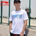 Li Ning cổ tròn áo thun mỏng thời trang áo sơ mi cotton mùa hè thoáng khí giản dị thấm mồ hôi một nửa tay áo mát mẻ - Áo phông thể thao Áo phông thể thao
