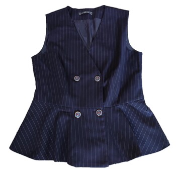 Striped vest women OL professional wear double-breasted British style slim temperament stacked vest suit jacket women work