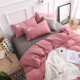 Naked phong cách bông Anh đơn giản bông rửa lanh bộ comforter giường doanh nghiệp không dán tem sọc kẻ sọc gia đình bốn - Bộ đồ giường bốn mảnh
