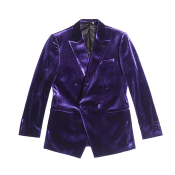 Kawasawa men's gold velvet suit jacket high-end Korean version slim purple groom's suit one button small single Western trendy