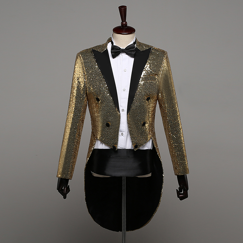 tuxedo mới nam giai đoạn sequin váy biểu diễn ảo thuật áo thanh hộp đêm chủ trì quần áo dây dẫn hợp xướng