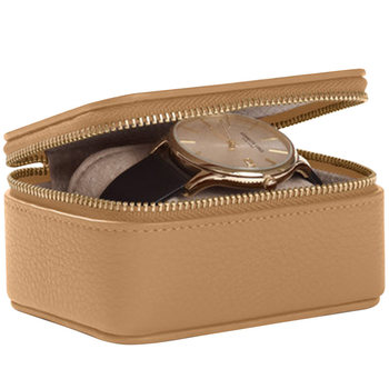 Genuine leather zipper small jewelry box watch box