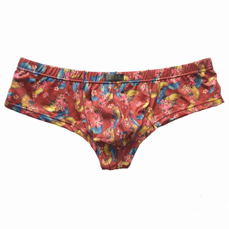 大囊袋男士内裤短小平角丁字裤半包臀薄款牛奶丝透气个性感潮裤衩