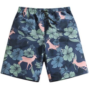 Speed ​​wave lined beach pants men's quick-drying boxer swim trunks seaside Sanya vacation Hawaii casual printingຫ້າຈຸດ