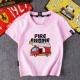 Fire Truck Boy Áo thun ngắn tay mùa hè Dress Big Boy Cotton T-shirt Little Girl Nửa tay áo Áo trẻ em - Áo thun