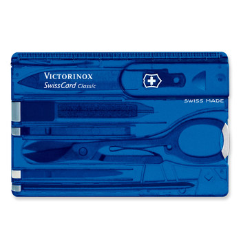 ດັ້ງເດີມ Swiss Army Knife Victorinox Card Knife 0.7122.t2 (ສີຟ້າໂປ່ງໃສ) multifunctional card cut Swiss knife