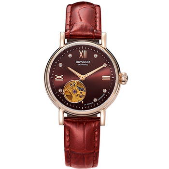 Genuine Baoduo Watch Imported Movement Mechanical Watch Men's Watch Couple Watch Genuine Leather Cut Out Waterproof Women's Watch 88093