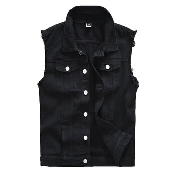 ຂະຫນາດໃຫຍ່ denim vest ຜູ້ຊາຍດູໃບໄມ້ລົ່ນແບບເກົາຫຼີ slim sleeveless top trendy waistcoat denim vest jacket vest