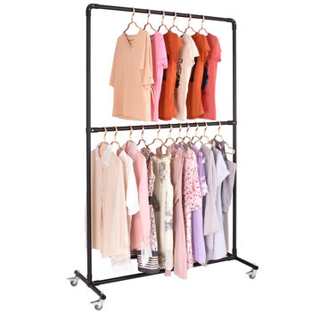 Double-layer clothes hanger clothes display rack floor-standing children's clothes hanger island rack gantry rack fabric fabric rack ຂາຍຮ້ອນ