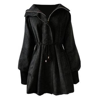 Women's hepburn-style hooded cashmere tweed coat