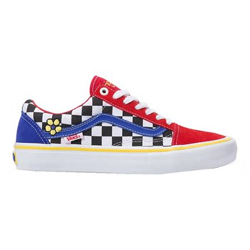 Ahwen VANS checkerboard OLD SKOOL PRO embroidered ດອກນ້ອຍຕັດຕ່ໍາເກີບ skateboard ຜູ້ຊາຍແລະແມ່ຍິງ VN000ZD4W89