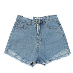 High-waisted one-button retro A-line slimming raw edge denim shorts for women summer dancing hot pants trendy wide legs