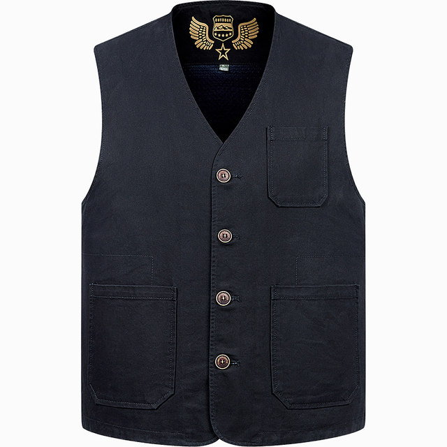 Dad Spring and Autumn Vest Men's Multi-Pocket Vest Middle-aged and Elderly Loose Large Size Horse Clip 50 Years Old 60 Grandpa Vest