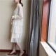 Mùa hè mới Hàn Quốc phong cách sang trọng khí chất mỏng ren hoang dã đầm voan tay dài xếp li váy nữ váy đầm dự tiệc váy đầm