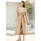 M Queen Quần áo độc lập Elegant Ve áo Retro Tương phản thêu Dòng áo len hai mặt Áo khoác dài 8953 áo khoác chống nắng nữ Áo len lót đôi