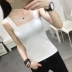 Áo len nữ phong cách retro sang trọng của Hồng Kông mùa hè set đồ ngắn mặc ngoài gợi cảm chạm đáy áo sơ mi nhỏ hoang dã Áo ba lỗ