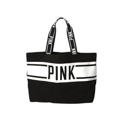 ສ່ວນບຸກຄົນຄົນອັບເດດ: College PINK Letter Canvas Bag Casual Handheld Shoulder Bag Women's Bag Extra Large Capacity Shopping Bag Trendy