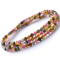 Old mine tourmaline multi-circle bracelet for women 3-6mm ແທ້ຈິງເຂົ້າຫນົມອົມ rainbow ສີ tourmaline beads ວ່າງ beads ສາຍແຂນສາມວົງ