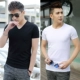 Modal áo thun ngắn tay nam cổ chữ V cộng với nhung dày ấm áp áo sơ mi màu rắn Slim mùa đông nửa tay áo từ bi áo thun trơn