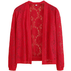 2023 ລະດູໃບໄມ້ປົ່ງແລະລະດູຮ້ອນໃຫມ່ lace shawl coat ປ້ອງກັນແສງແດດເຄື່ອງນຸ່ງບາງ cardigan ແມ່ຍິງບວກກັບຂະຫນາດເຄື່ອງນຸ່ງຫົ່ມຂອງແມ່ຍິງ outerwear ສັ້ນຂອງແມ່ຍິງ