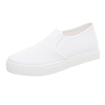Spring and autumn women's slip-on canvas shoes striped white