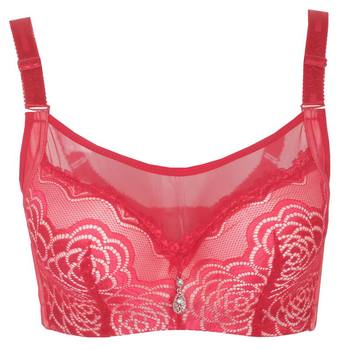 No wire bra push-up bra anti-exposure underwear women's thin large breasts show small full cup fat mm ທໍ່ຂະຫນາດໃຫຍ່ຂະຫນາດເທິງ