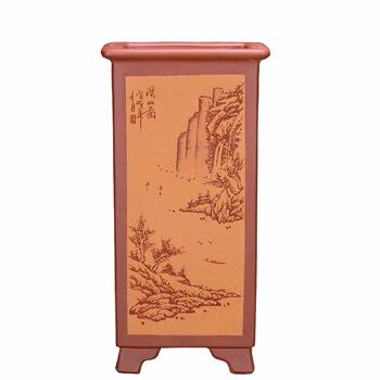 Engraved thousand-tube basin handmade cliff ceramic purple clay flower pot