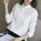 Áo sơ mi trắng cotton nữ dài tay xuân hè 2018 phiên bản Hàn Quốc mới của áo sơ mi dày chuyên nghiệp rộng rãi cộng với cashmere inch sơ mi tay ngắn