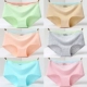 6 quần lót nữ cotton 100% cotton file không có dấu vết phụ nữ tam giác một mảnh kháng khuẩn thoáng khí eo rắn màu