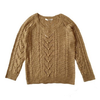 Clearance Special 2024 Spring and Autumn Round Neck Long Sleeve Hollow Knitted Bean Twist Pullover Sweater Women's Top