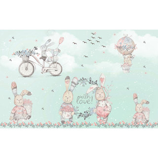 Cartoon custom mural children's background wall fourteen clouds