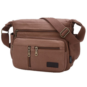 2021 ໃໝ່ ກະເປົາຜູ້ຊາຍ Multifunctional Multi-Pocket Casual Bag Canvas Large Capacity Briefcase Single Shoulder Crossbody Men's Bag